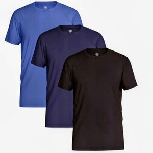 3 Pk Athletic Works Men Breathable Mesh Crew Tees Shirt Blue Black XL